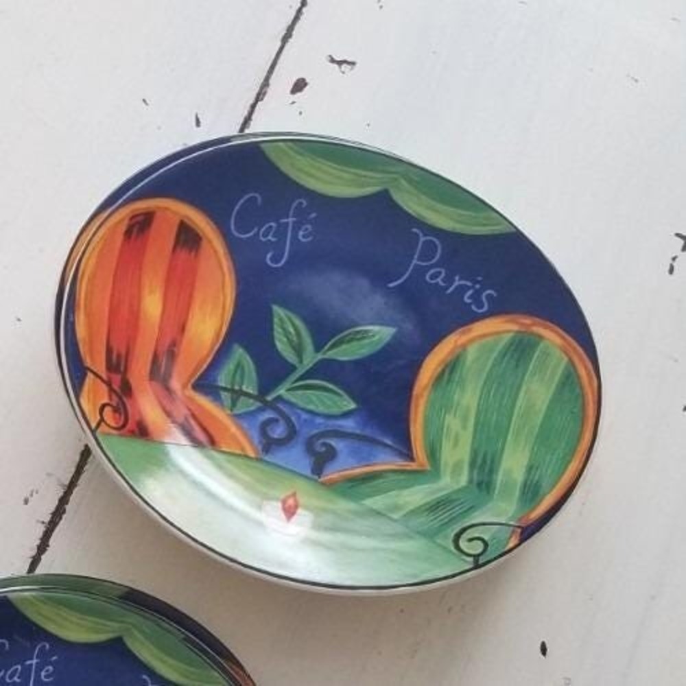 1994 SANGO CAFE PARIS Oval Colorful Luncheon Salad Plates 8.5"